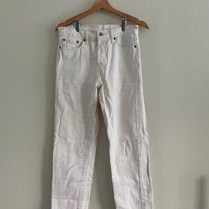 Levi's White Straight Leg Cropped Jeans, Size 28
